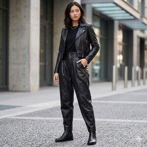 Vintage Sarah Taylor 90s Black Leather Pants Streetwear Women's Size 9/10